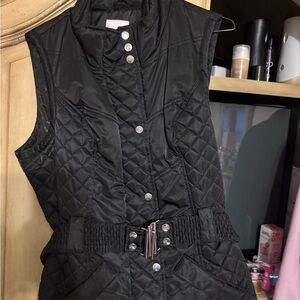 Guess Black Quilted Vest with Belt